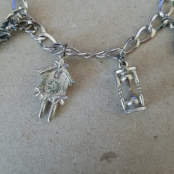 Sterling Silver 5 Piece Charm Bracelet - Picture 2 of 8